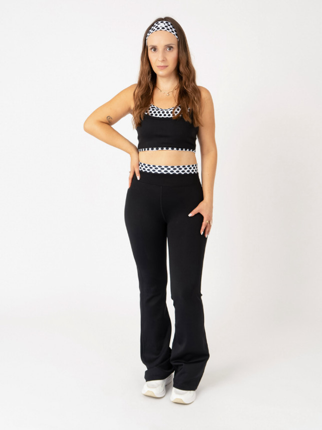 Sports Set Top + Flare Leggins POLKA