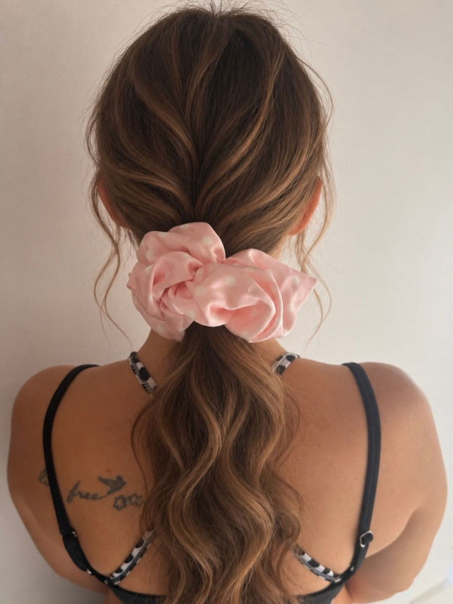 Silk Large Scrunchie POLKA