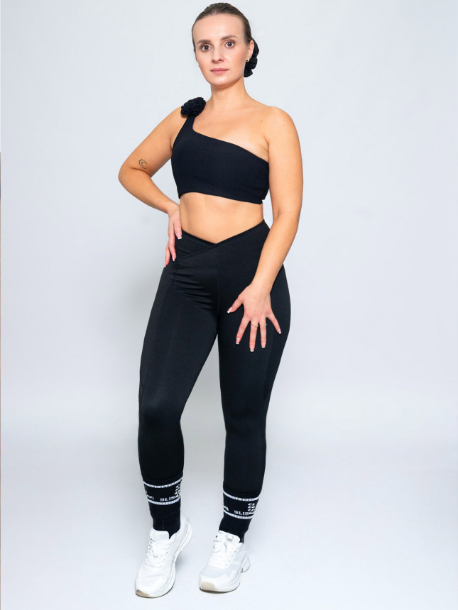 Sports set one-shoulder bra + Leggings ROSE MOTION 