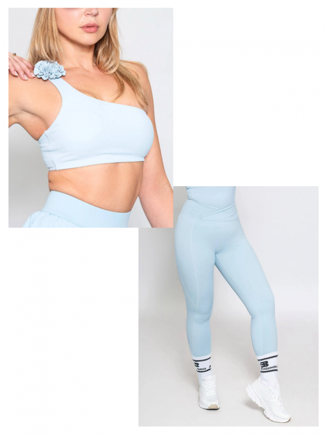 Sports set one-shoulder bra + Leggings ROSE MOTION 